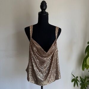 Gold Sequin Anthropologie Top